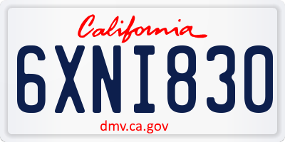 CA license plate 6XNI830