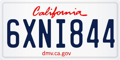 CA license plate 6XNI844