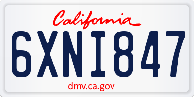CA license plate 6XNI847
