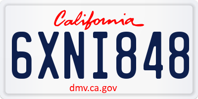 CA license plate 6XNI848