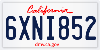 CA license plate 6XNI852