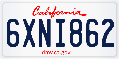 CA license plate 6XNI862