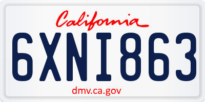 CA license plate 6XNI863