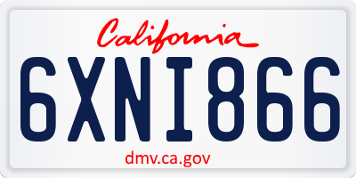 CA license plate 6XNI866