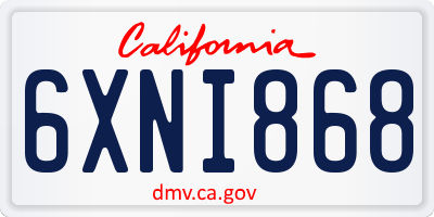 CA license plate 6XNI868