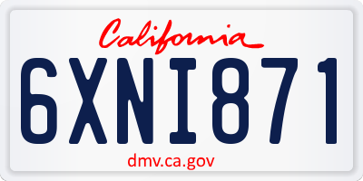 CA license plate 6XNI871