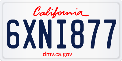 CA license plate 6XNI877