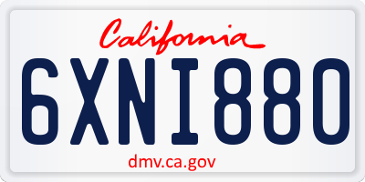 CA license plate 6XNI880
