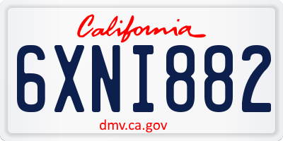 CA license plate 6XNI882