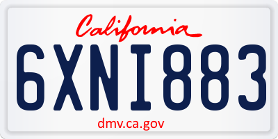 CA license plate 6XNI883