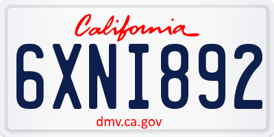 CA license plate 6XNI892