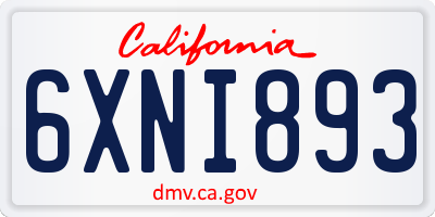 CA license plate 6XNI893