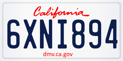 CA license plate 6XNI894