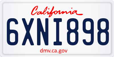CA license plate 6XNI898