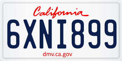 CA license plate 6XNI899