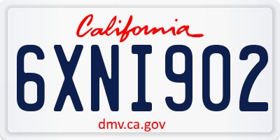 CA license plate 6XNI902