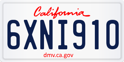 CA license plate 6XNI910