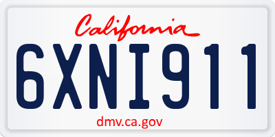 CA license plate 6XNI911