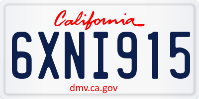 CA license plate 6XNI915