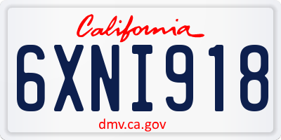 CA license plate 6XNI918