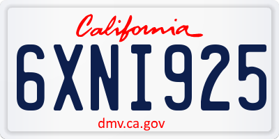 CA license plate 6XNI925