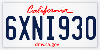 CA license plate 6XNI930