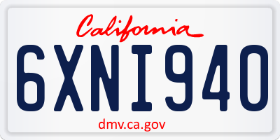 CA license plate 6XNI940