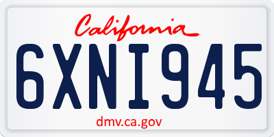 CA license plate 6XNI945