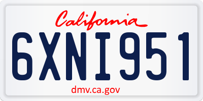 CA license plate 6XNI951