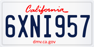 CA license plate 6XNI957
