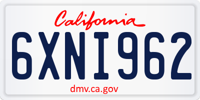 CA license plate 6XNI962