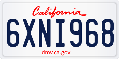 CA license plate 6XNI968