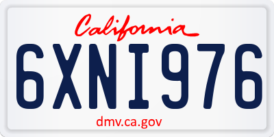 CA license plate 6XNI976
