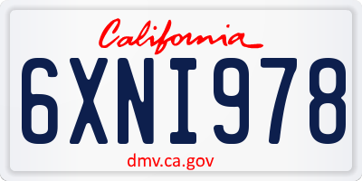 CA license plate 6XNI978
