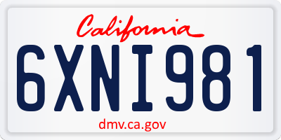 CA license plate 6XNI981
