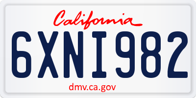 CA license plate 6XNI982