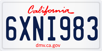 CA license plate 6XNI983