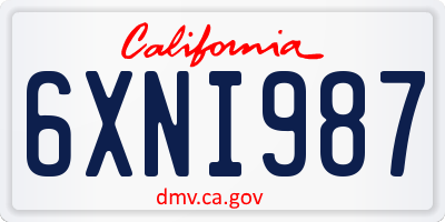 CA license plate 6XNI987