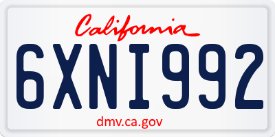 CA license plate 6XNI992