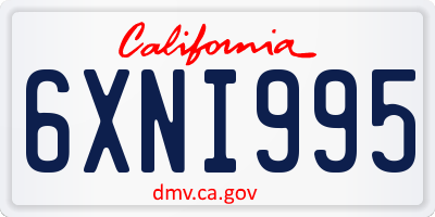 CA license plate 6XNI995
