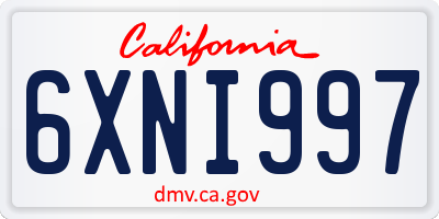 CA license plate 6XNI997
