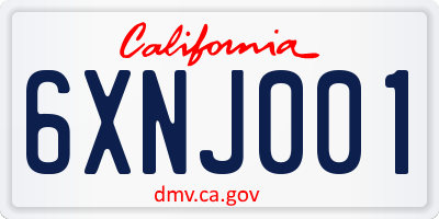 CA license plate 6XNJ001