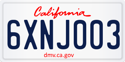 CA license plate 6XNJ003