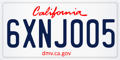 CA license plate 6XNJ005