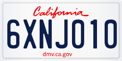 CA license plate 6XNJ010
