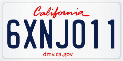 CA license plate 6XNJ011