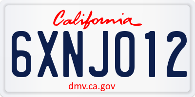 CA license plate 6XNJ012