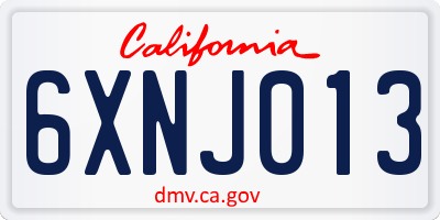 CA license plate 6XNJ013