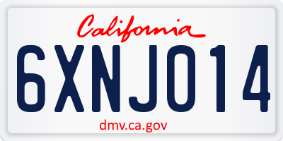 CA license plate 6XNJ014