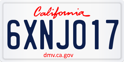 CA license plate 6XNJ017